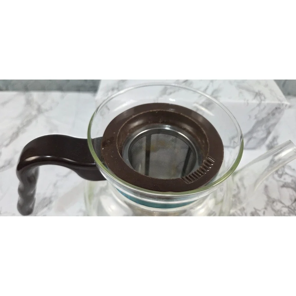 Vintage KJF Daisy Direct Heat Glass Tea/Coffee‎ Pot w/Infuser No Cap
